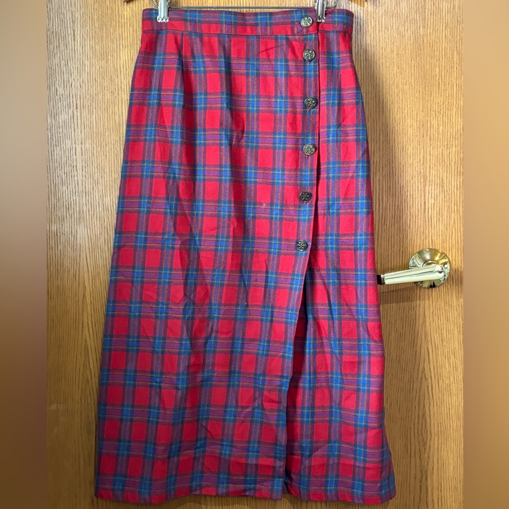 Ashley Petites Plaid Button Skirt